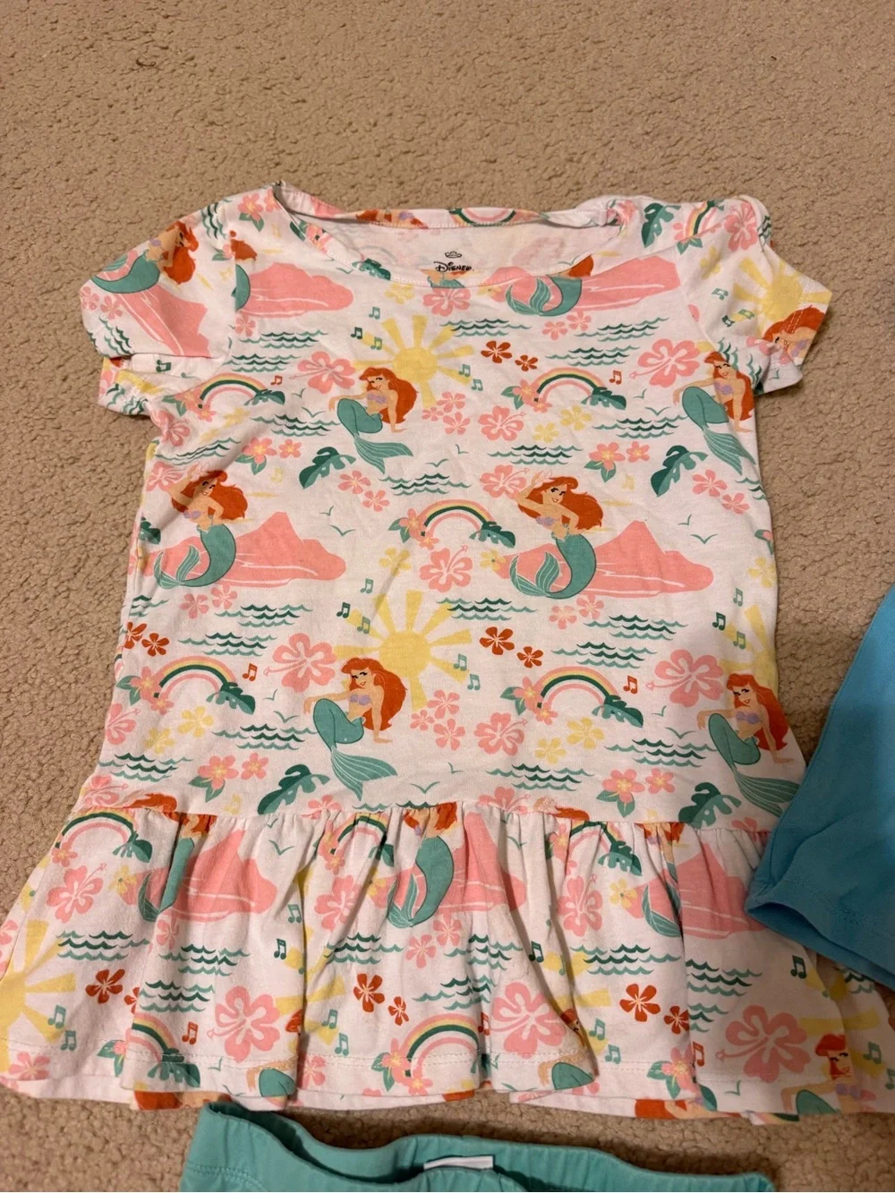 Size 7 Disney Princess Little Mermaid Ariel 5 piece Outfit Set
